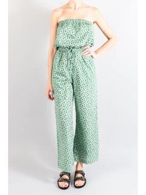 Overlover "Sunrise" Strapless Green Jumpsuit, Size XS